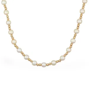 14k yellow gold bead Japanese pearl necklace