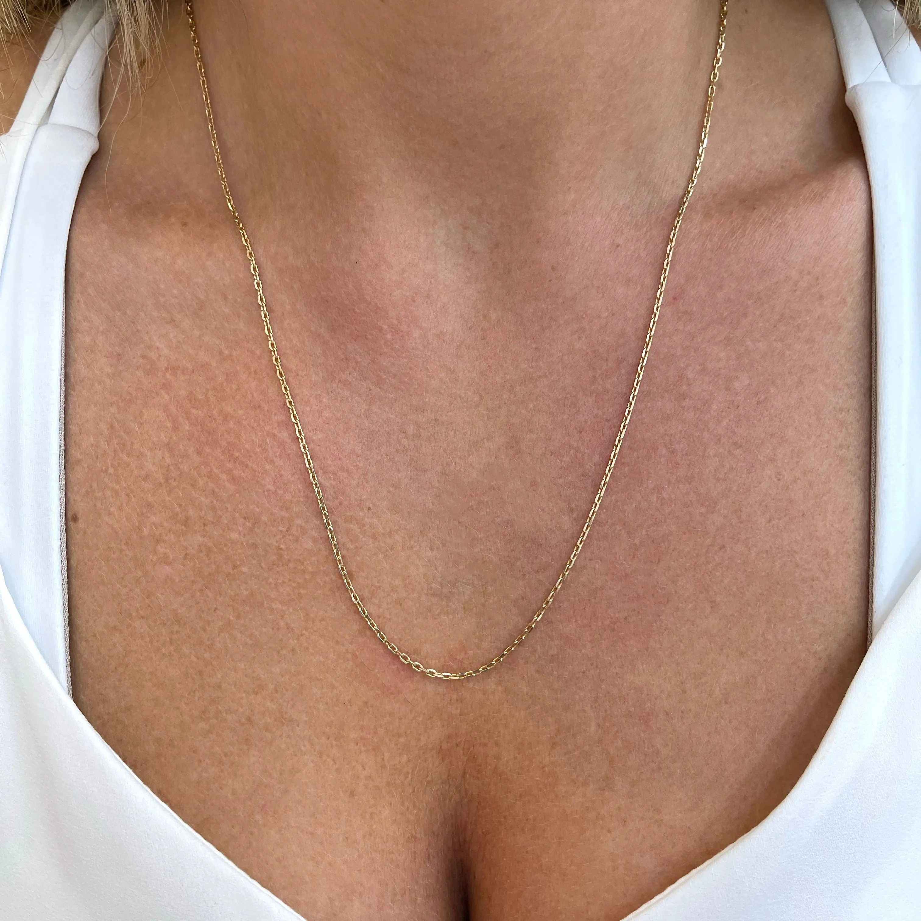 14K Yellow Gold Diamond Cut Chain Necklace