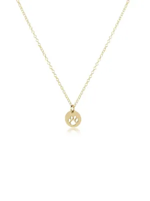 16" Necklace Gold Paw Print Small Gold Disc [N16GPPSMGD]