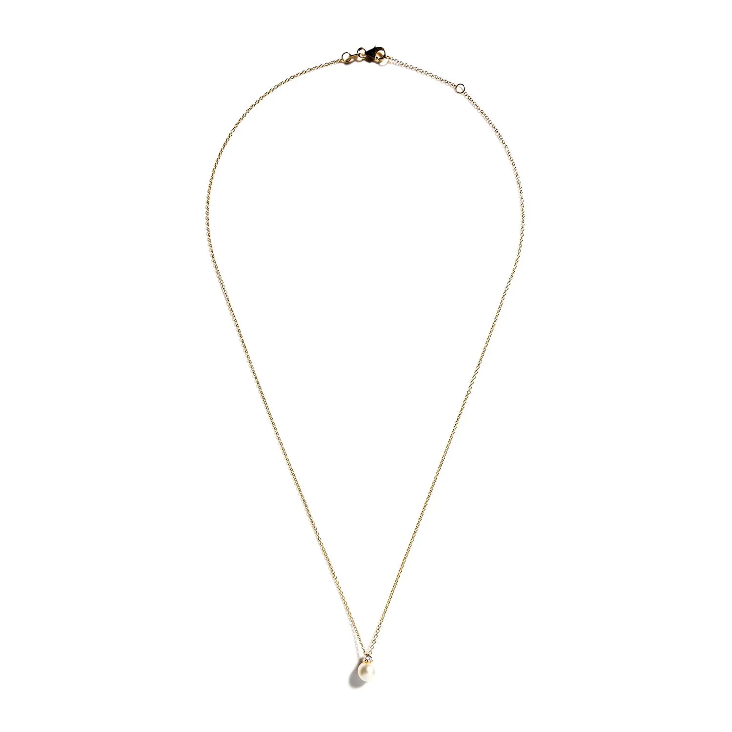 9 Carat Gold Mini Pearl Pendant Necklace, Gold