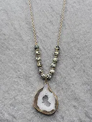 Beaded Neck with Stone Drop
