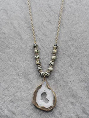 Beaded Neck with Stone Drop