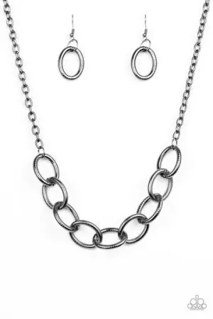 Boldly Bronx Gunmetal Black Necklace - Paparazzi Accessories