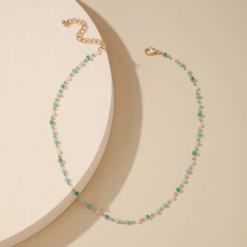 Colorful Bead Chain Choker Necklace