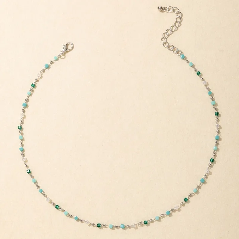 Colorful Bead Chain Choker Necklace