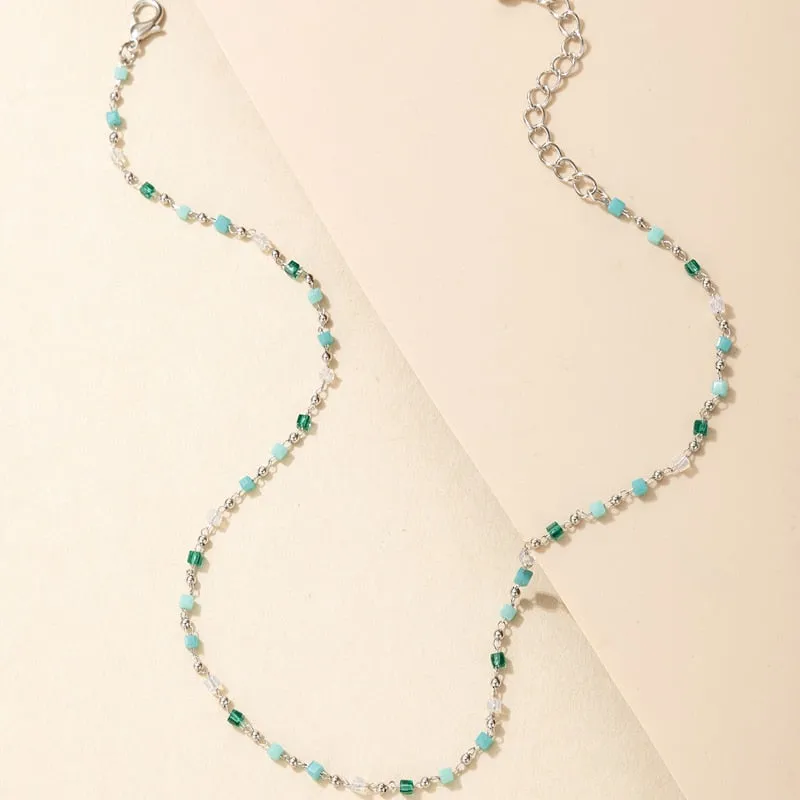 Colorful Bead Chain Choker Necklace