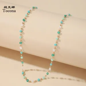 Colorful Bead Chain Choker Necklace