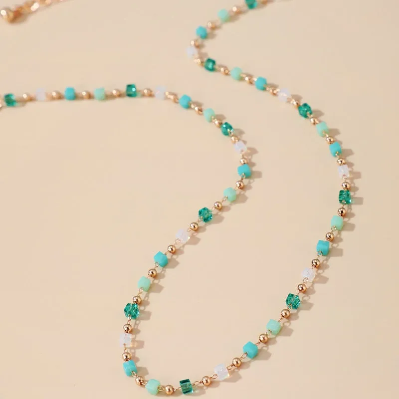 Colorful Bead Chain Choker Necklace