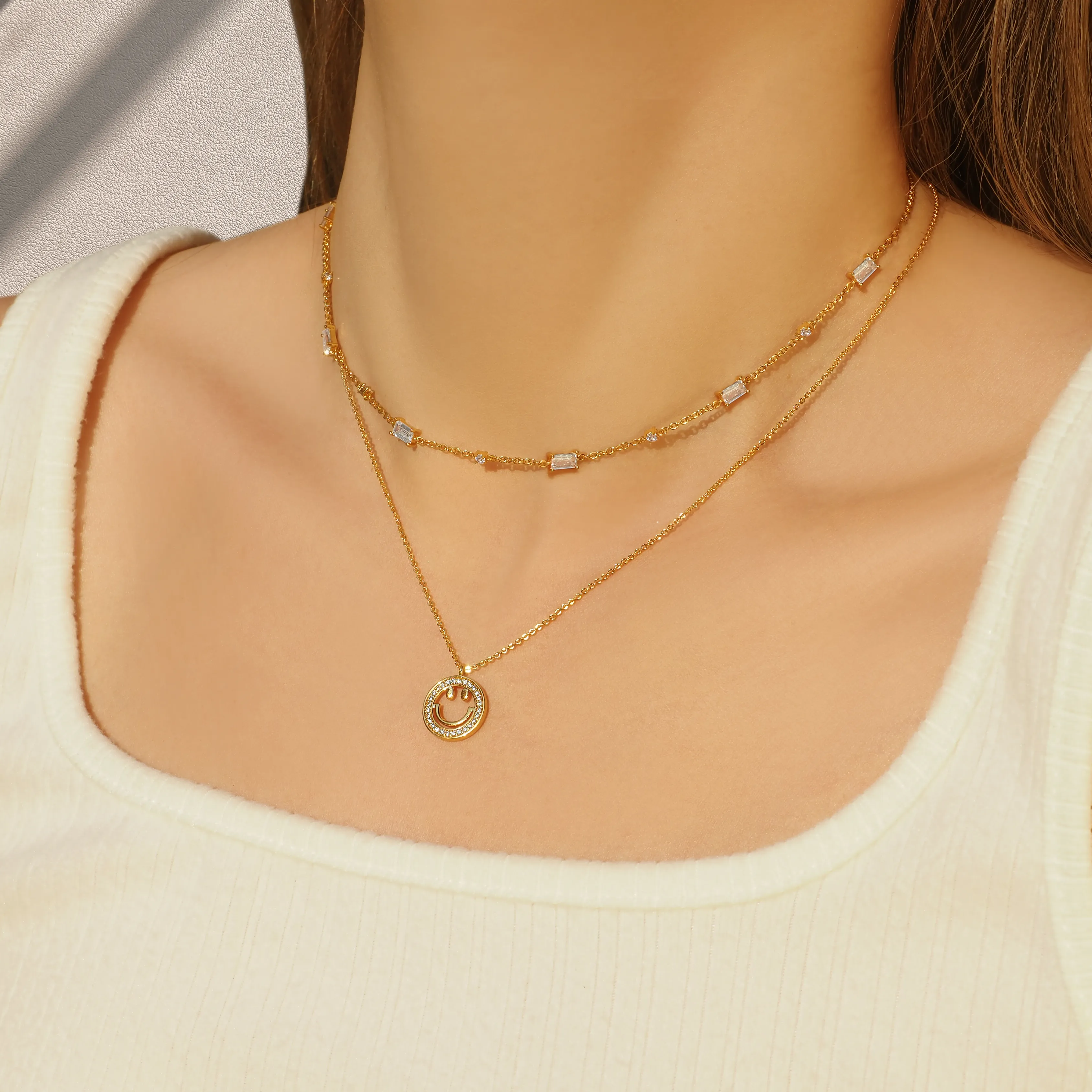 Crystal Smiley Face Necklace