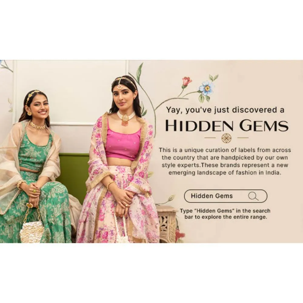 Curio Cottage Meira Green Coloured Stones Embellished with Kundan Choker Necklace Set