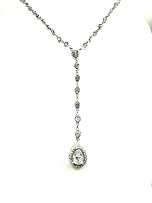 CZ Teardrop Y Necklace