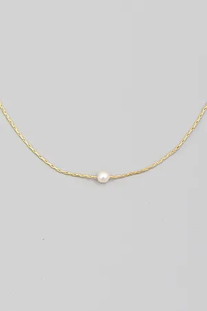 Dainty Chain Pearl Charm Necklace