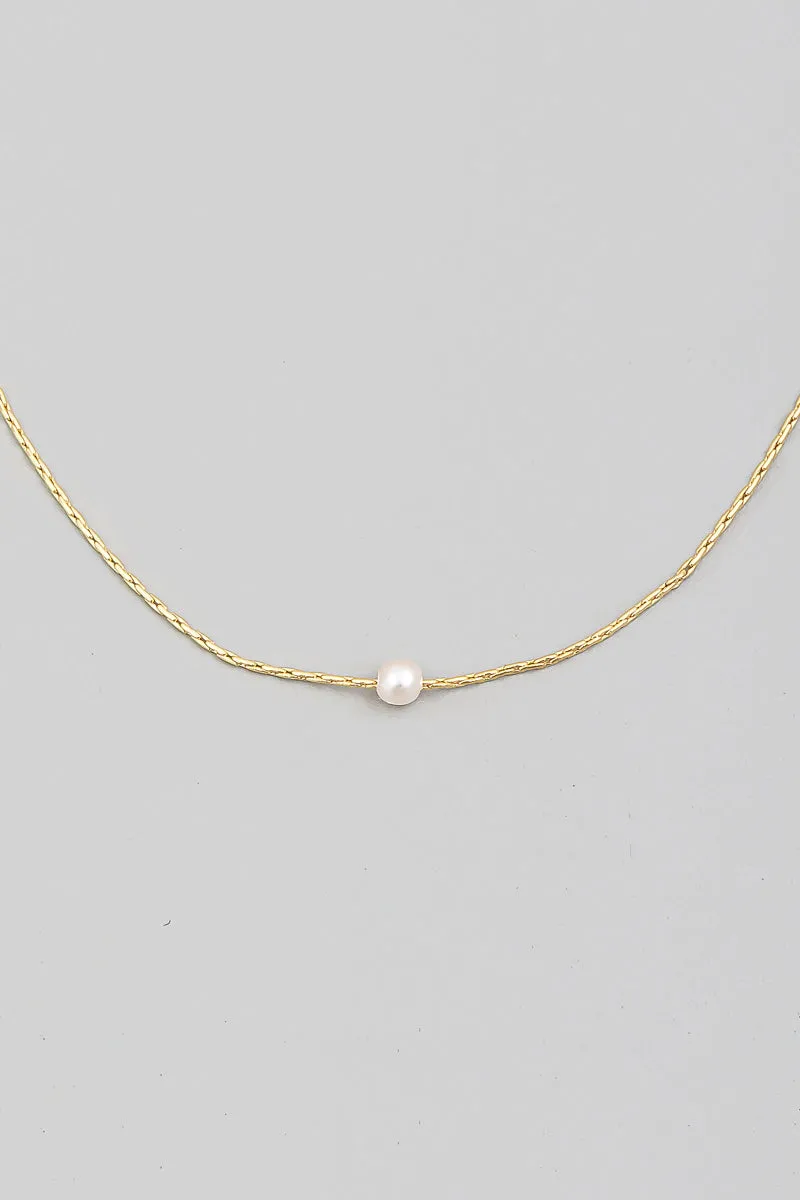 Dainty Chain Pearl Charm Necklace