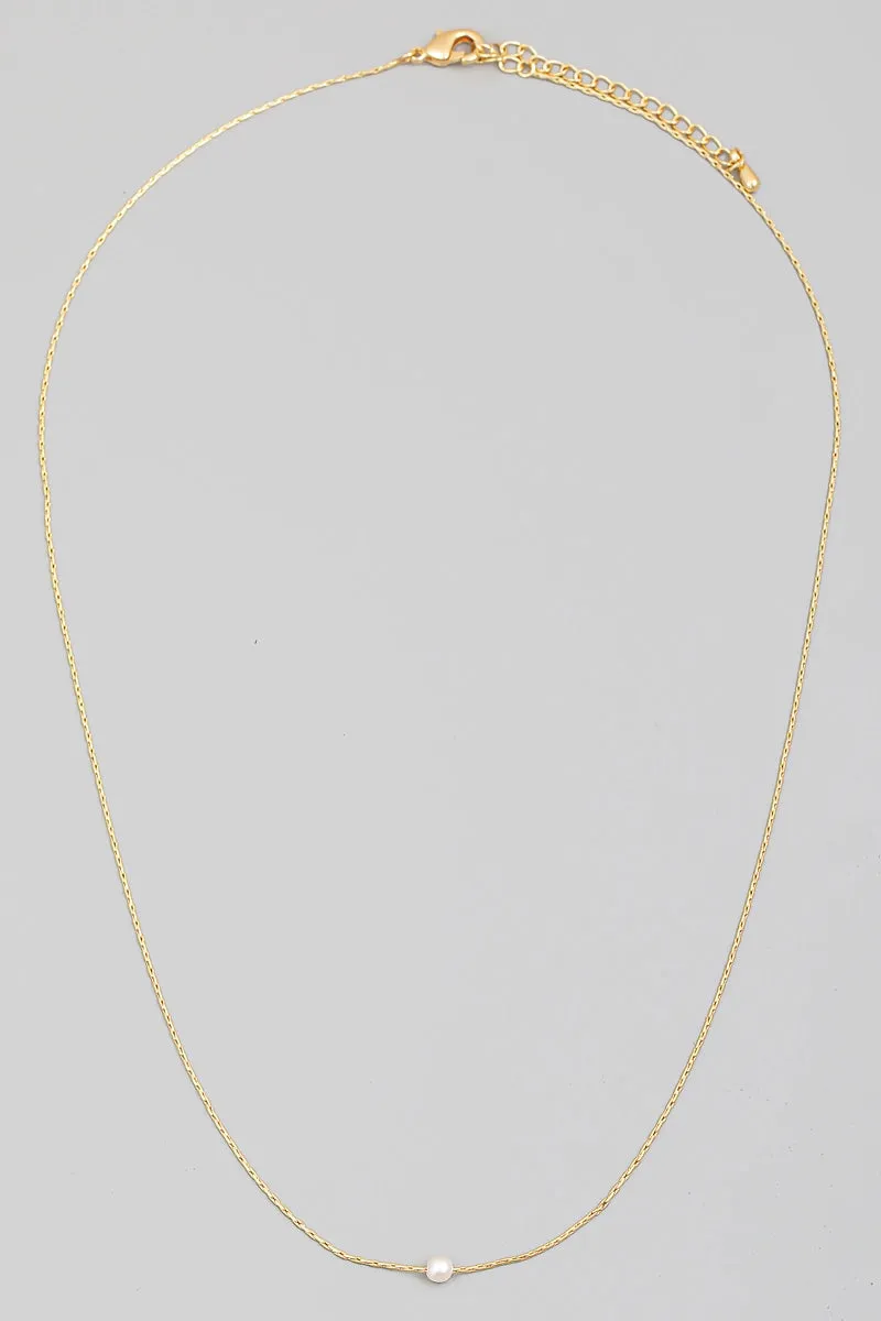 Dainty Chain Pearl Charm Necklace