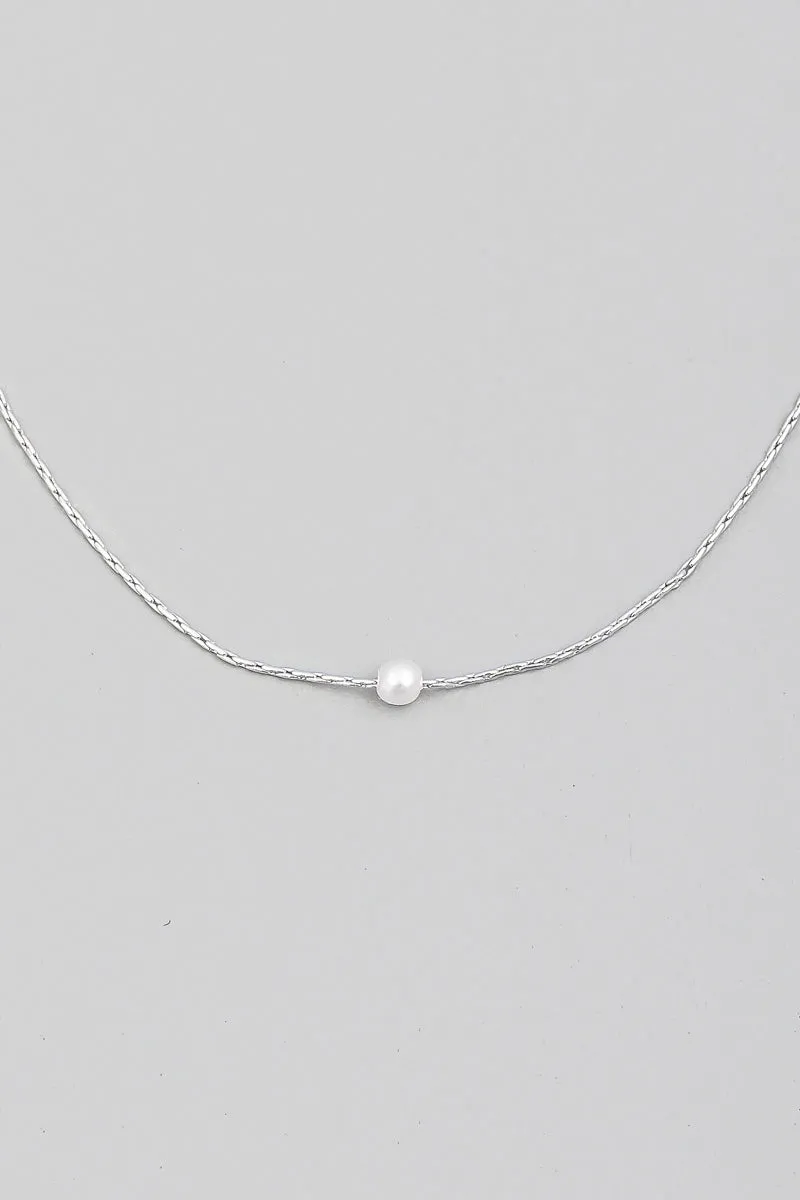 Dainty Chain Pearl Charm Necklace