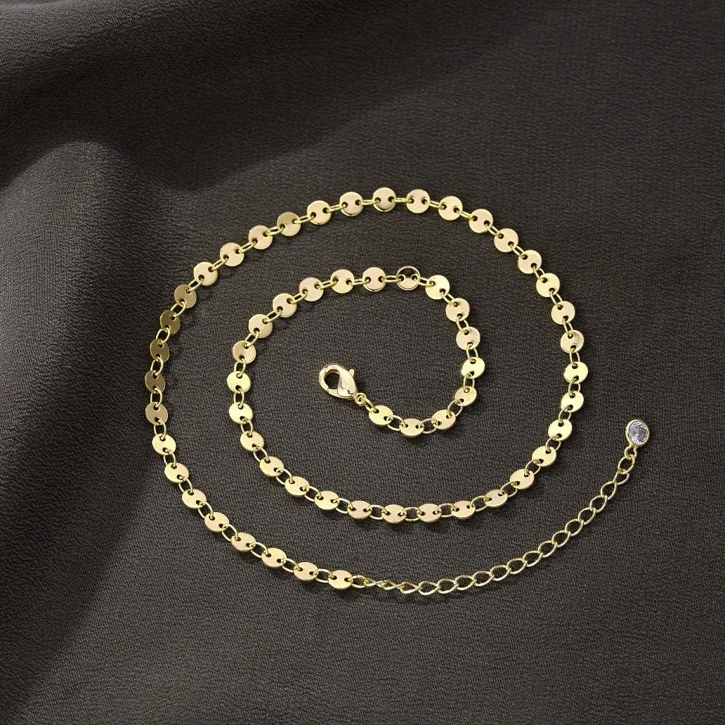 Dremmy Studios Dainty Gold Choker Necklace for Women 14K Gold Plated Coin Disc Figaro Layered Beaded Flat Mariner Sideways Cross Wishbone Link Clavicle Necklaces