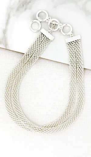 Envy Silver Double Chain Choker Necklace with Magnetic Clasp Style 4385/SL/N/T