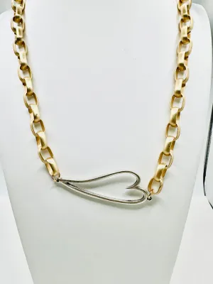 Hammered Rolo Necklace with Open Heart