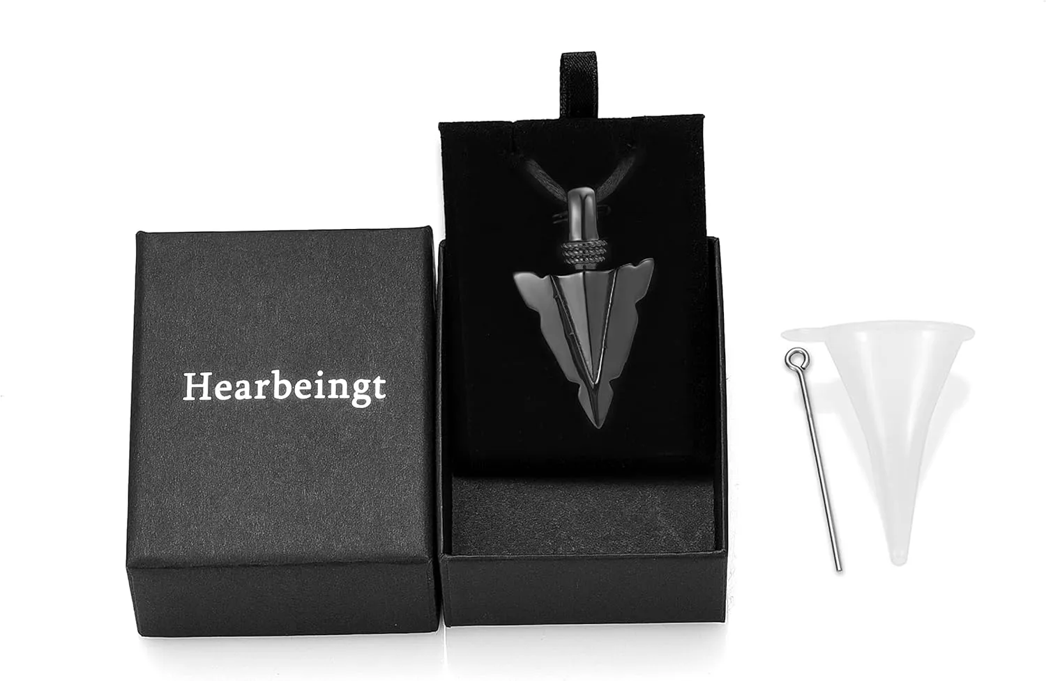 Hearbeingt Urn Necklace for Men Arrowhead Cremation Ash Jewelry Memorial Lockets Pendant Keepsakes for Human Ashes for Women Memory Gift