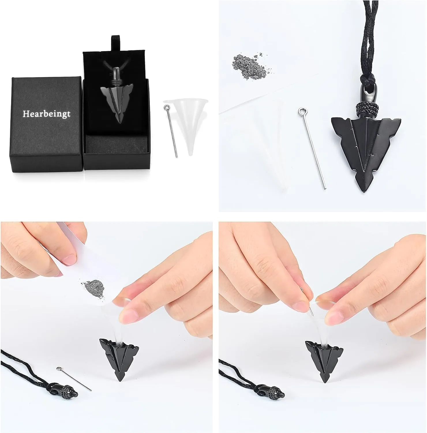 Hearbeingt Urn Necklace for Men Arrowhead Cremation Ash Jewelry Memorial Lockets Pendant Keepsakes for Human Ashes for Women Memory Gift