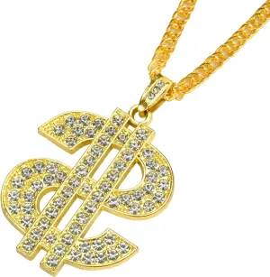 Hip Hop Gold Chain Long Gold Plated Necklace Accessories Mens Dollar Sign Necklaces Money Necklace Fake Gold Chain