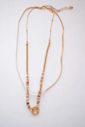 Optimized English Title: Handcrafted Layered Necklace with Toggle Clasp and Natural Stone Beads