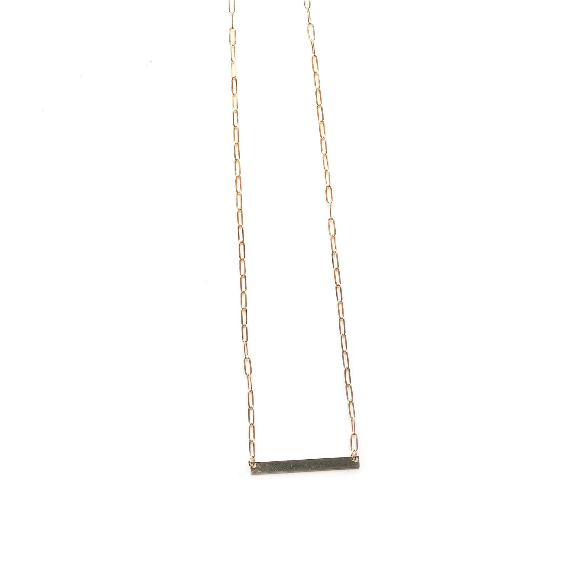 Paperclip chain and bar necklace