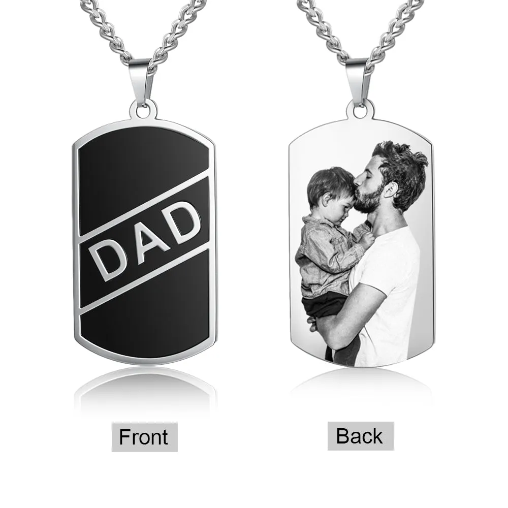 Personalized Dog Tag Necklace- Picture Pendant- Cool Gifts For Dad