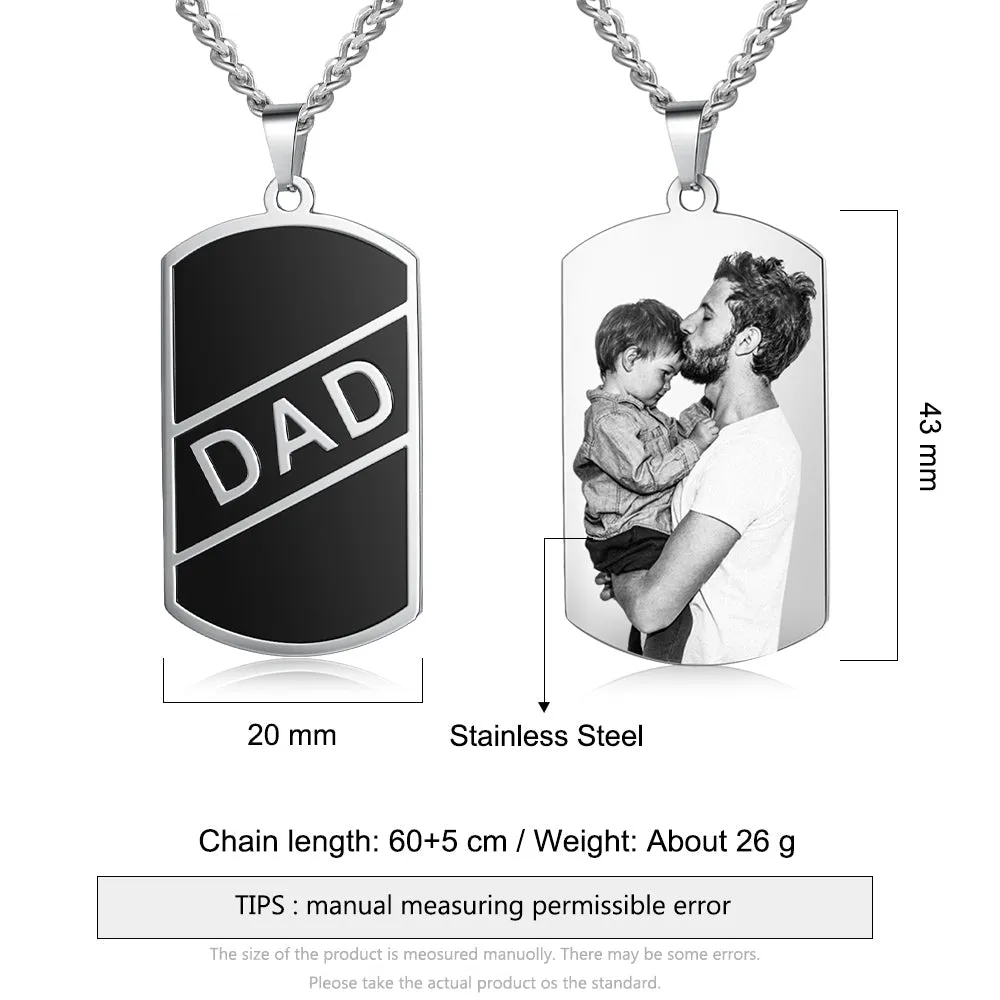 Personalized Dog Tag Necklace- Picture Pendant- Cool Gifts For Dad