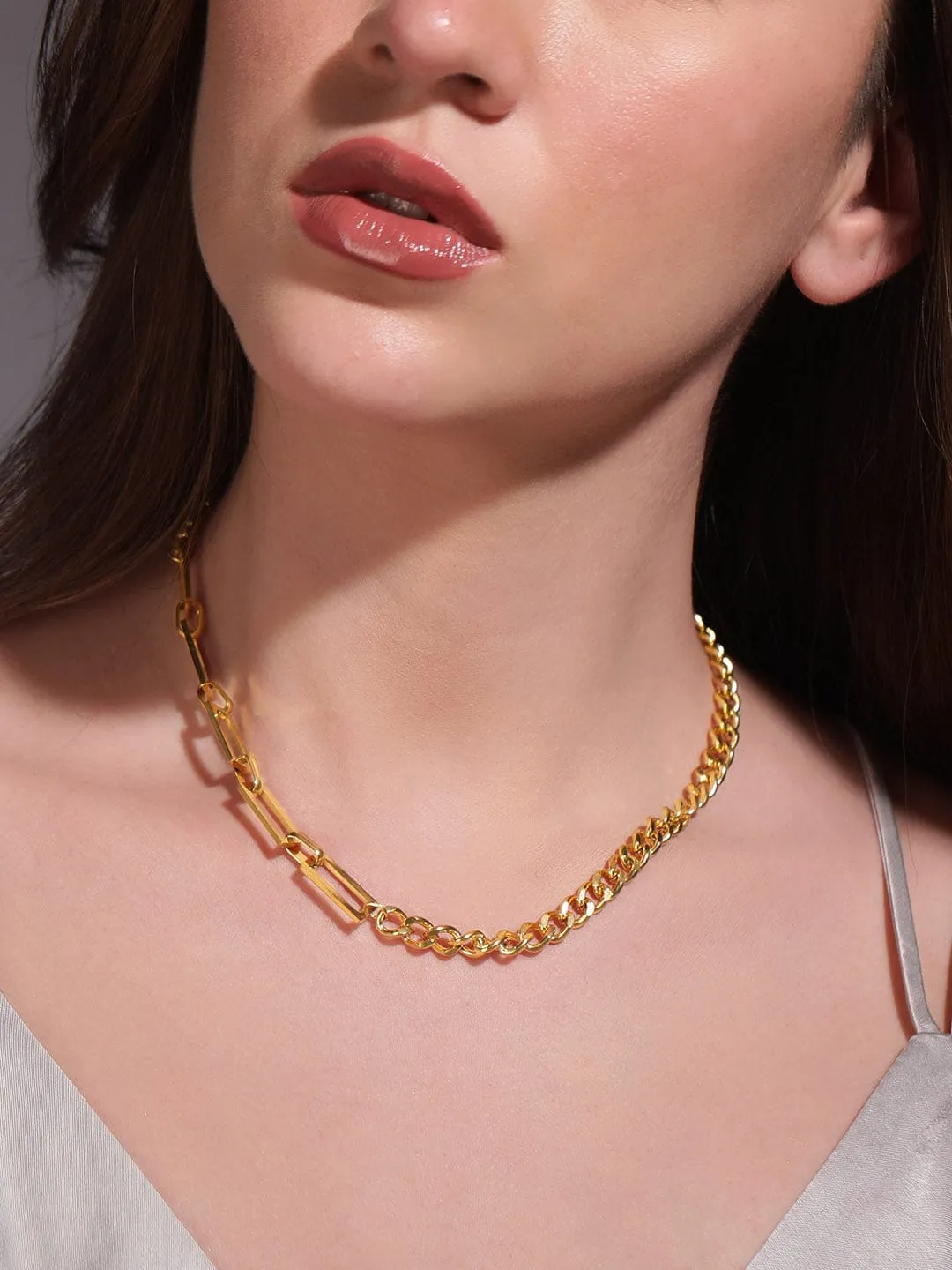 Rubans Voguish 22K Gold plated Stainless Steel Waterproof dual Link Chain Tarnish free necklace
