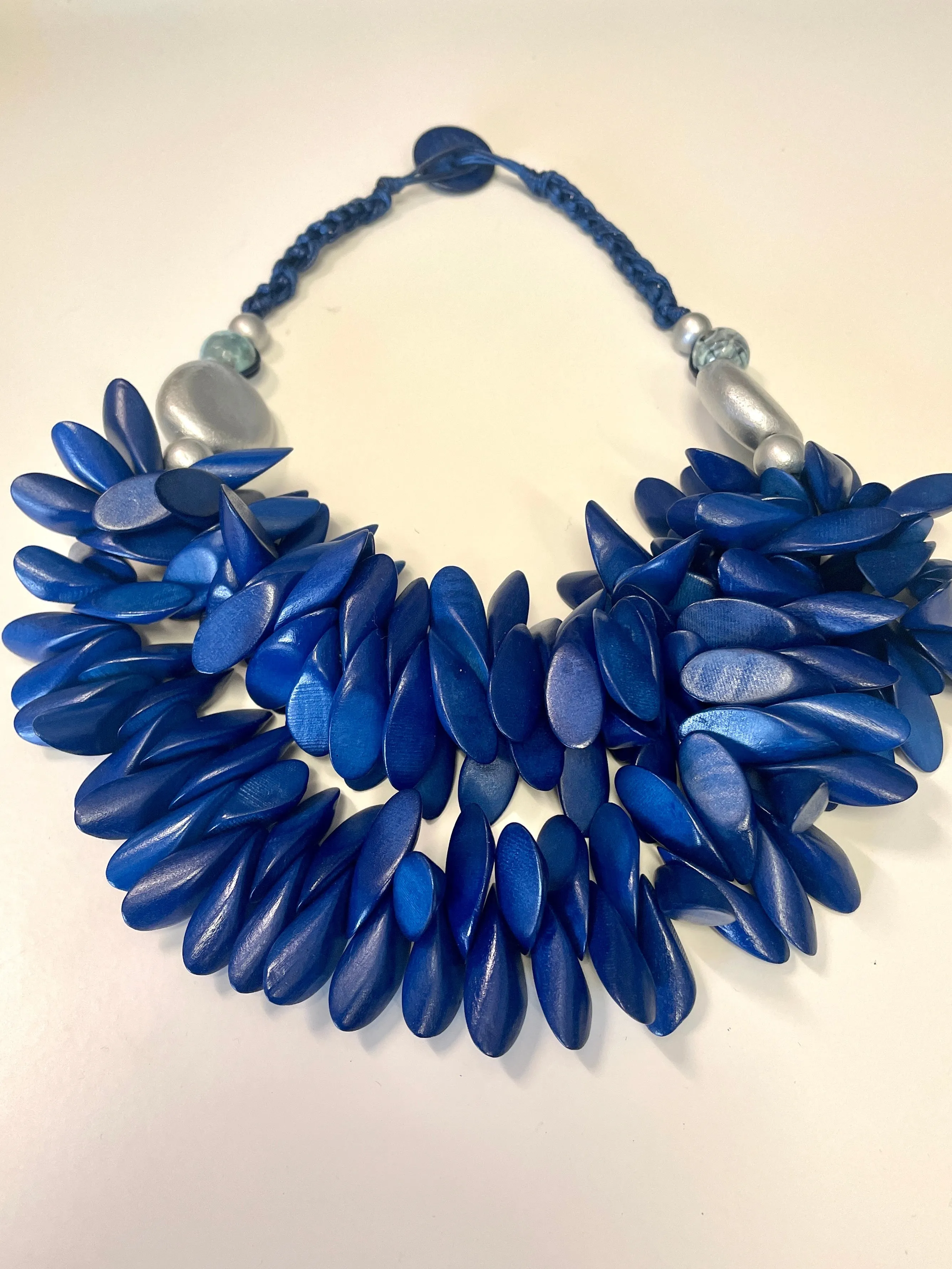 Short statement Spikey Necklace Wooden Hand Made layered Necklace