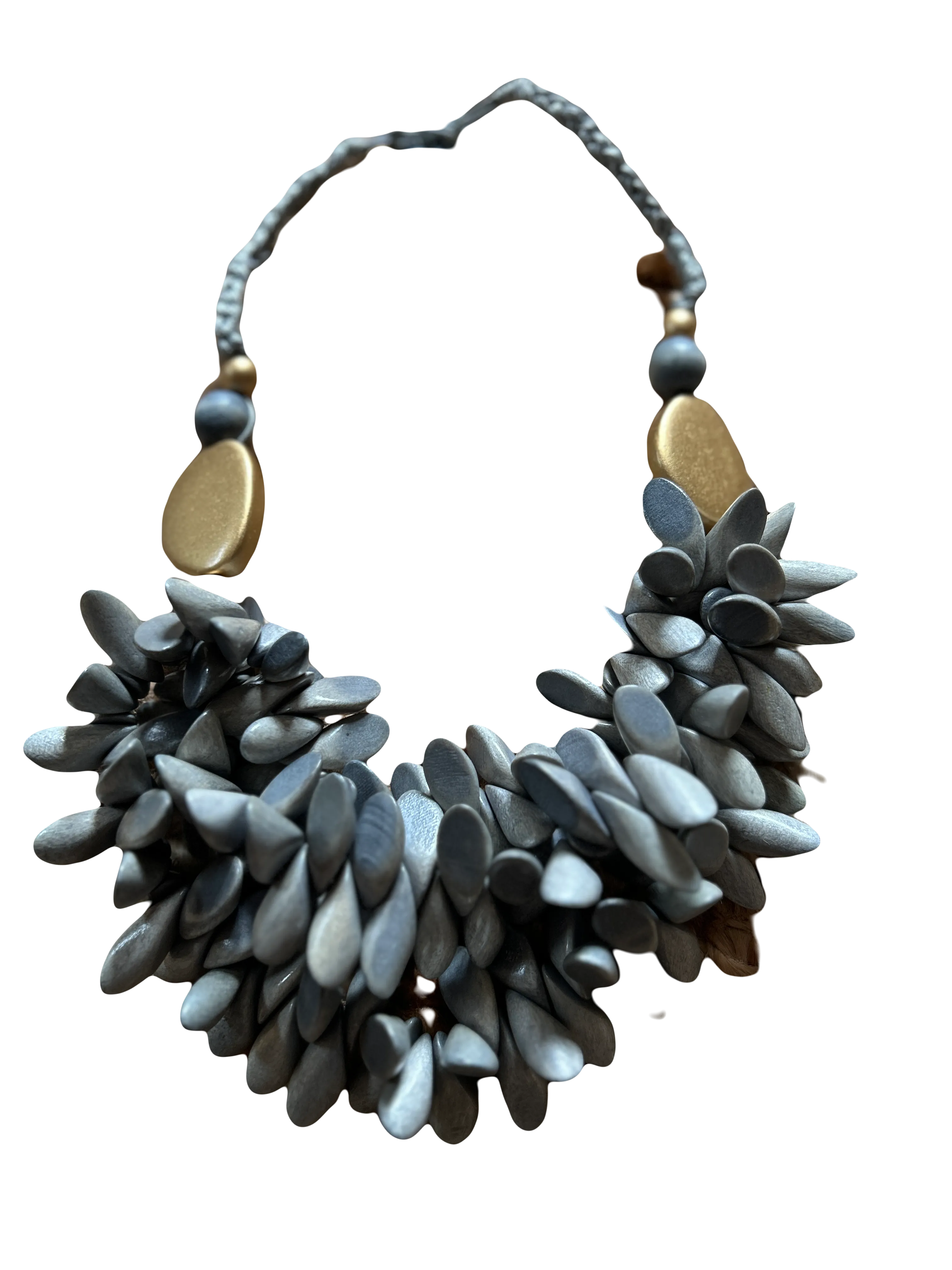 Short statement Spikey Necklace Wooden Hand Made layered Necklace