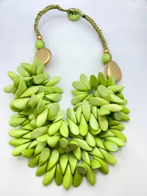 Short statement Spikey Necklace Wooden Hand Made layered Necklace