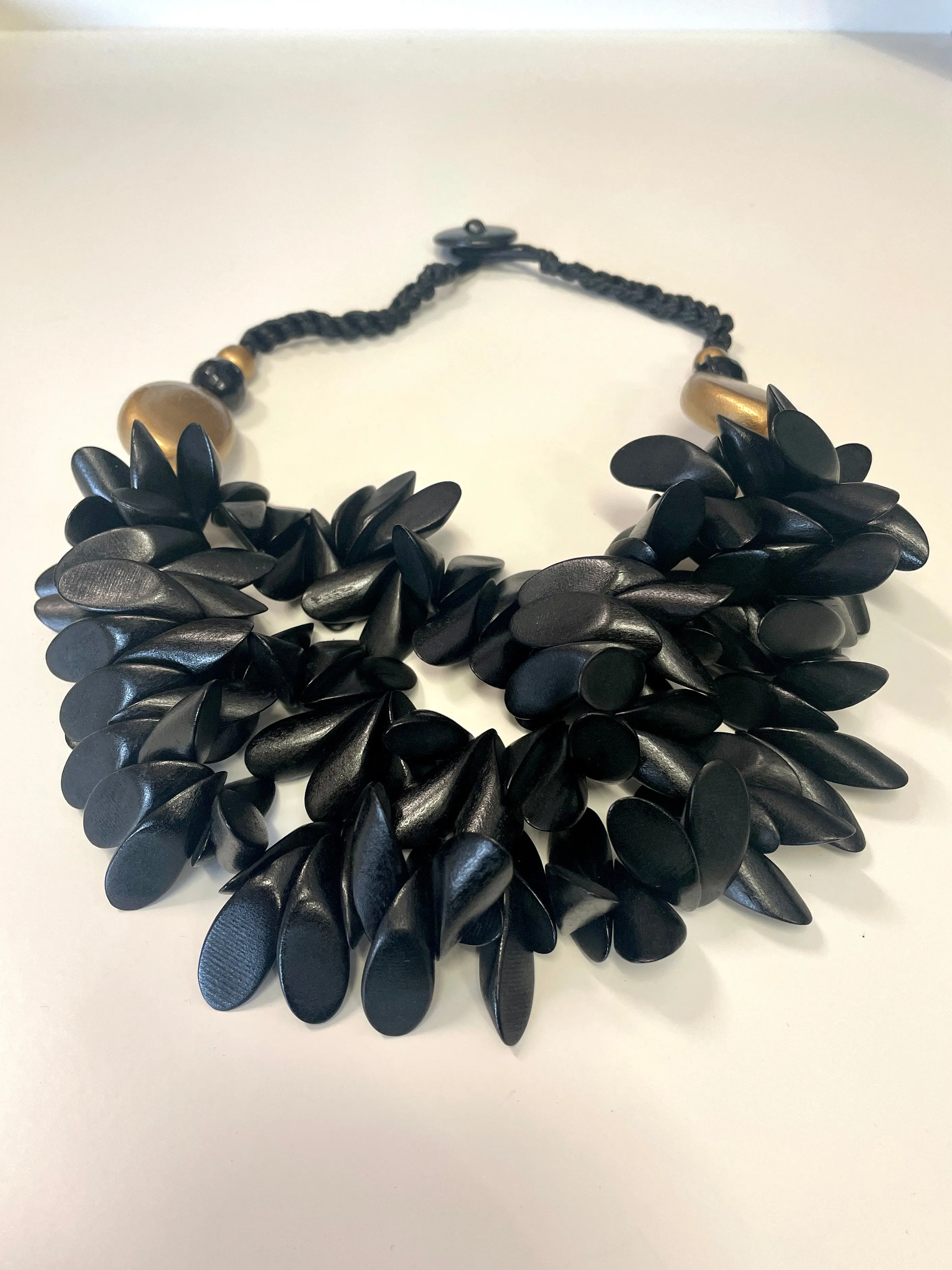 Short statement Spikey Necklace Wooden Hand Made layered Necklace