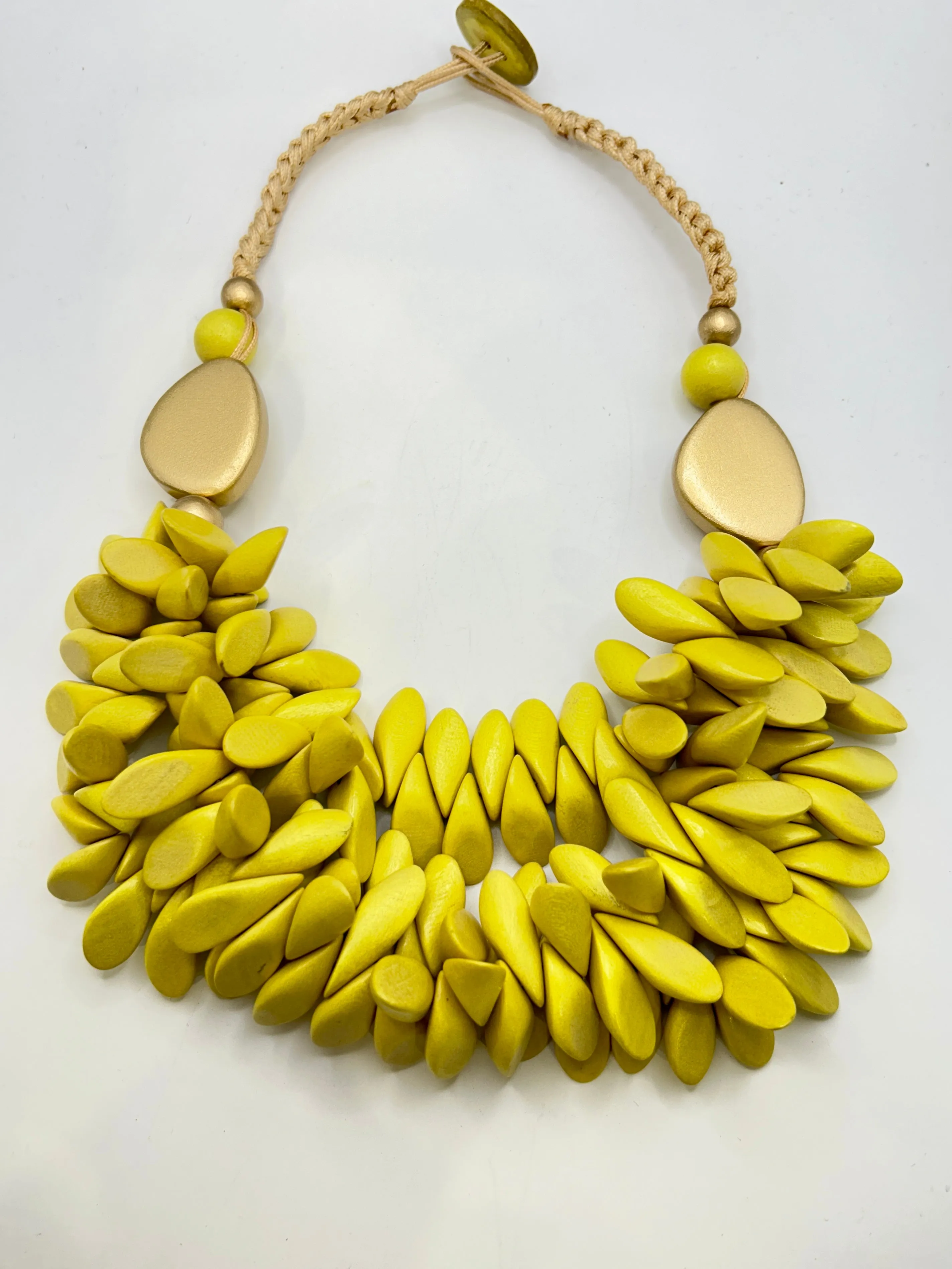Short statement Spikey Necklace Wooden Hand Made layered Necklace