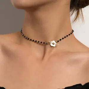 Simple Luxury | Lariat Lock Pearl Choker Necklace
