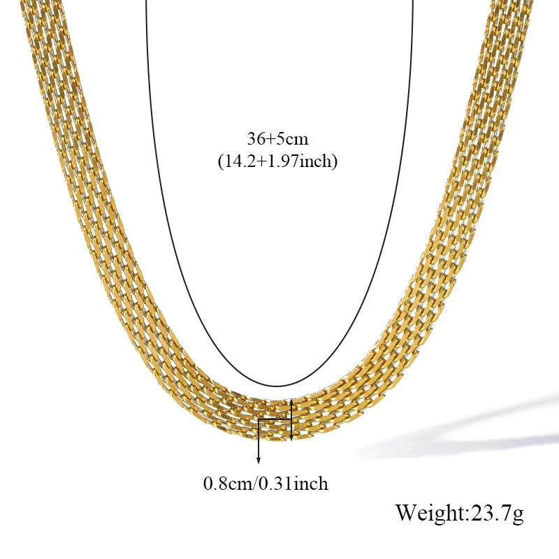 Stainless Steel Metal Cuban Chain Wide Neck Necklace