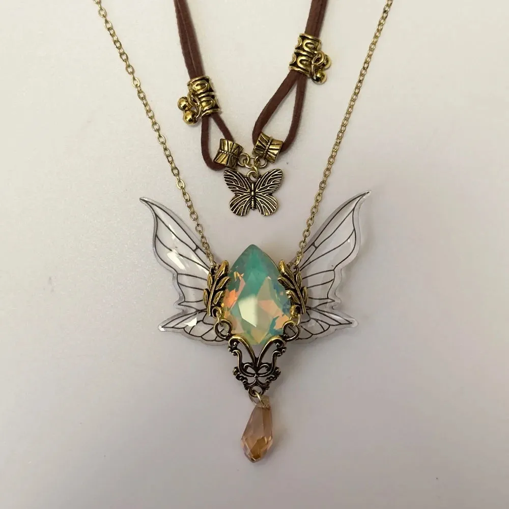 Vintage Brown Butterfly Choker Necklace - Women's Fashion Collarbone Chain Pendant