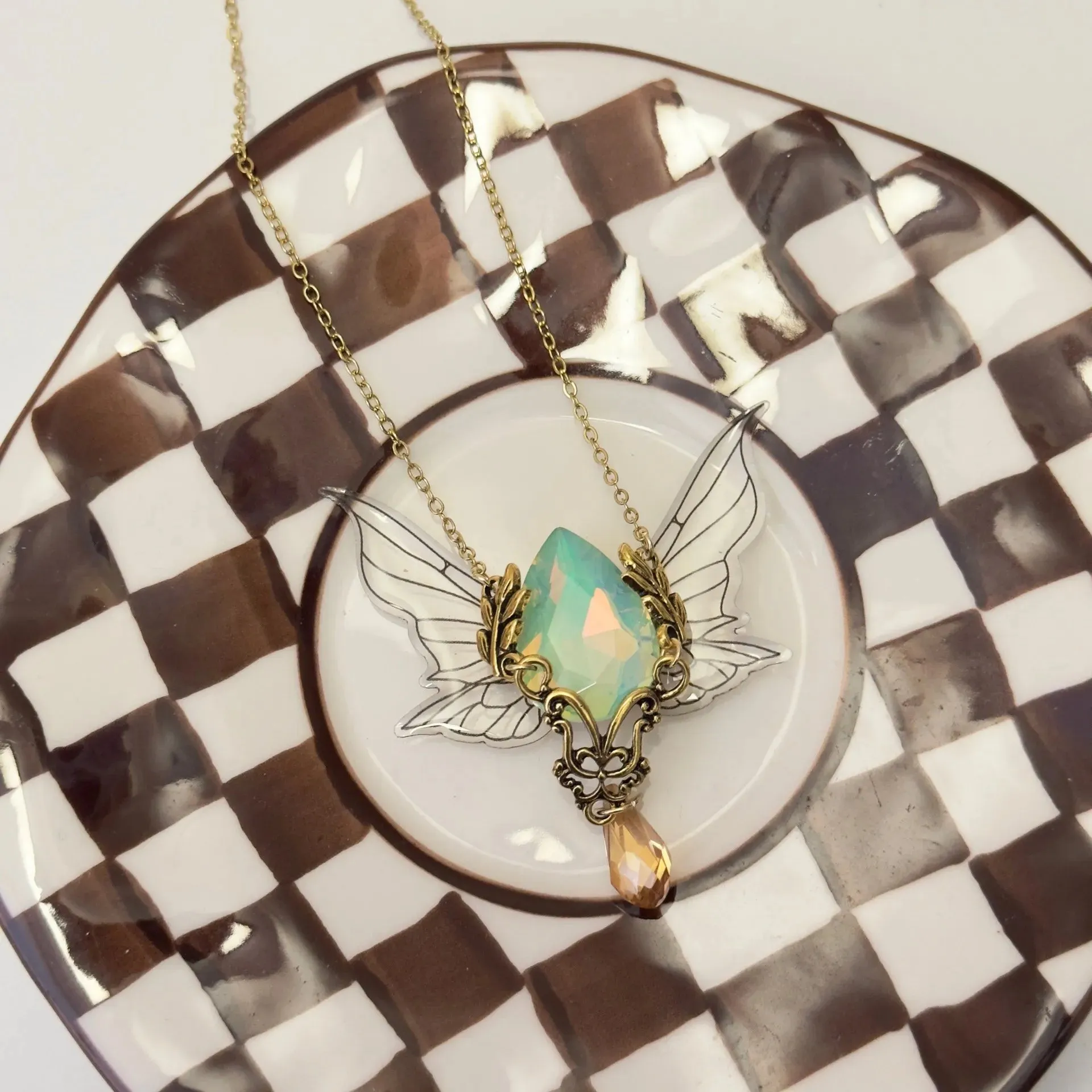 Vintage Brown Butterfly Choker Necklace - Women's Fashion Collarbone Chain Pendant