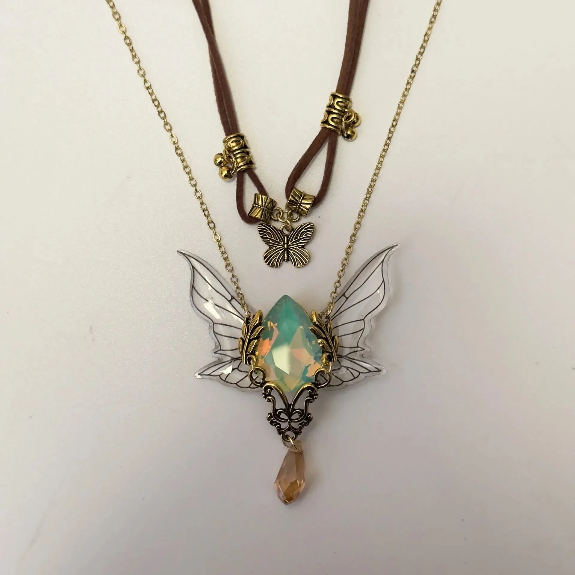 Vintage Brown Butterfly Choker Necklace - Women's Fashion Collarbone Chain Pendant