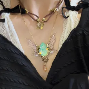 Vintage Brown Butterfly Choker Necklace - Women's Fashion Collarbone Chain Pendant