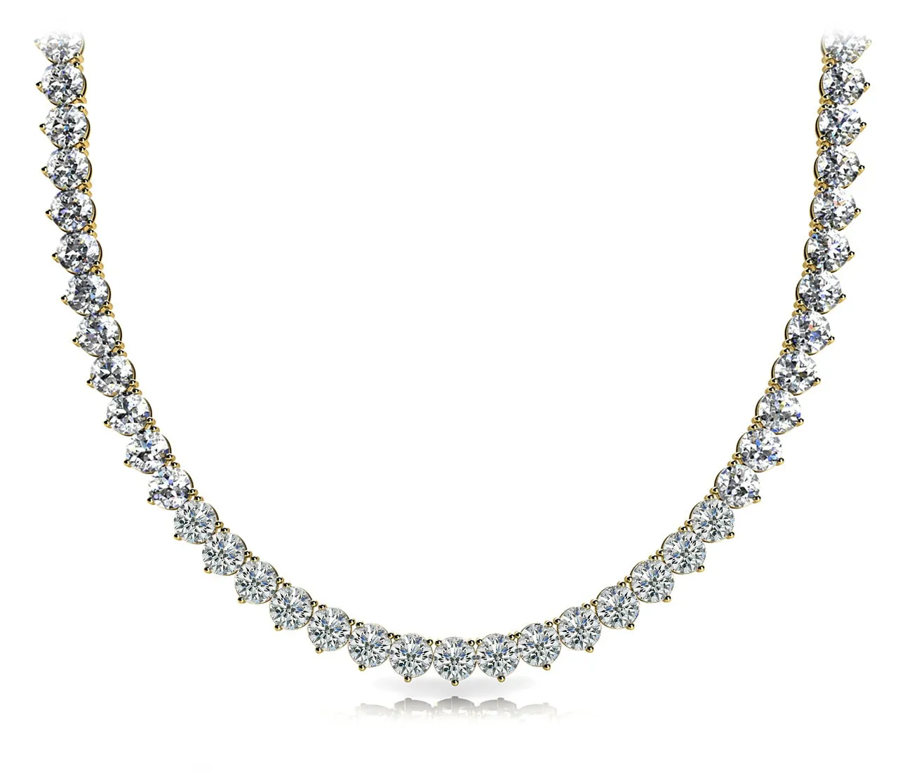 WIND 10 Carat Diamond Rivera Necklace in 14K - 18K Yellow Gold 3 prong set 7 pointer H Color I1 Clarity BY MIKE NEKTA